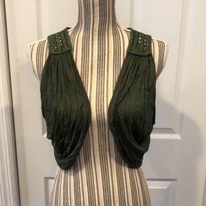 Olive green boho crop vest